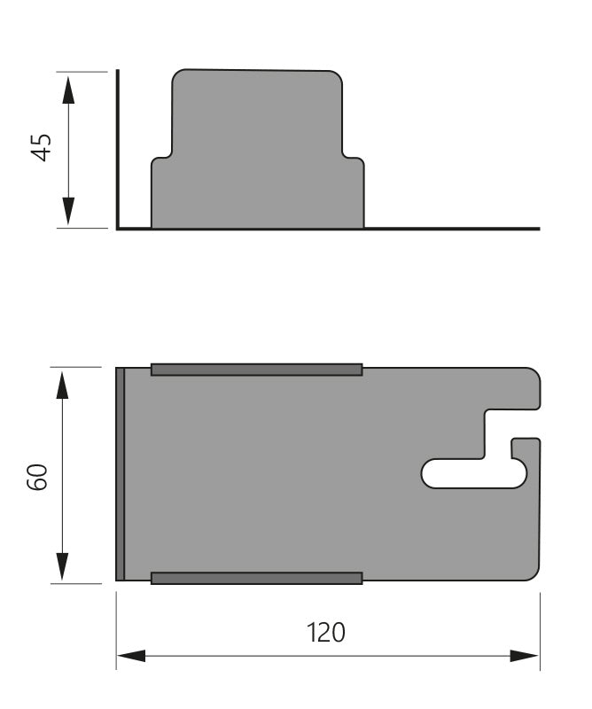 Drawing showing dimensions of the ARC-M03 bracket