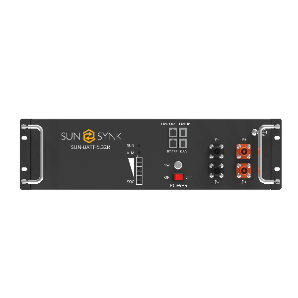 Sunsynk 5.32kWh rack-mounted battery from the front