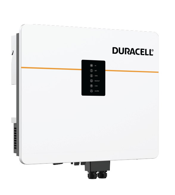 Duracell inverter angled to the left to show the side