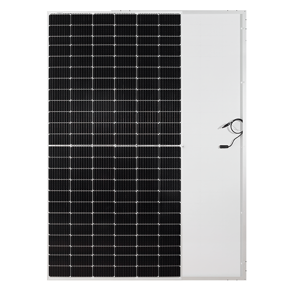 TENKA Orion Serie VII 595W silver-framed solar panel with back panel extended to show construction